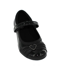 Dolly Heart Junior, Black Patent, Front View