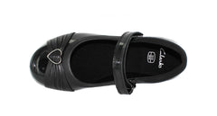 Girls Junior School Shoe, Clarks DollyHeart In Black Patent
